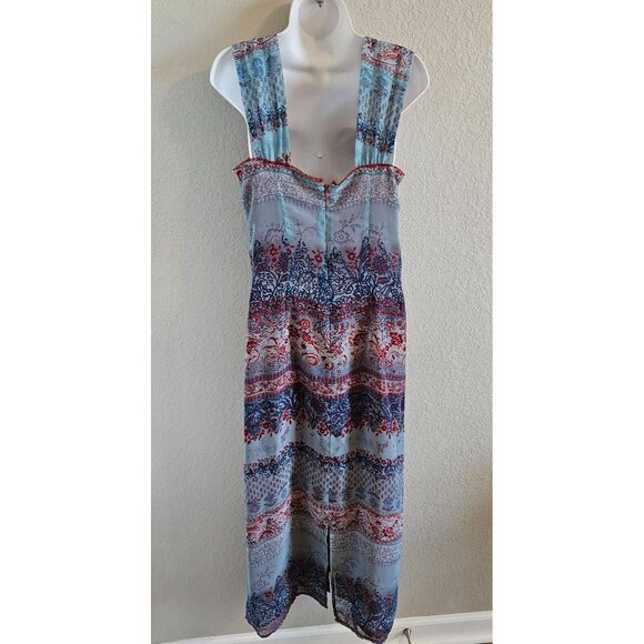 CL Carole Little Dress SZ 8 Maxi Vintage Lined Back Slit Bohemian Designer Party - Picture 2 of 9